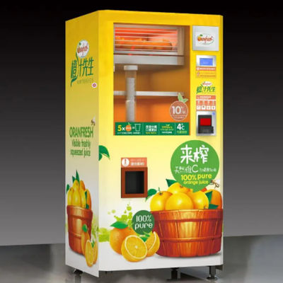 350ml Orange Fresh Juice Vending Machine Pembayaran Kartu Kredit Koin Komersial