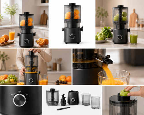 Juicer Lambat Masticating Ekstra Lebar Fresh Smart HJ303 – Demi Kecintaan Jus Segar dengan Corong 155mm, Hopper 2400ml, Cold Press 200W & Pembersihan Mandiri