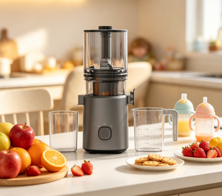 Juicer Masticating Lambat Ekstra Lebar Fresh Smart HJ303 – Corong 155mm untuk Nanas & Apel Utuh, Cold Press 200W, Hopper Besar 2400ml & Pembersihan Mandiri untuk Penggunaan Keluarga