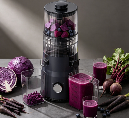 Juicer Lambat Cerdas HJ103 Kompak – Juicer Pertama yang Sempurna untuk Pemula dengan Corong Lebar 135mm, Cold Press 200W & Pembersih Otomatis