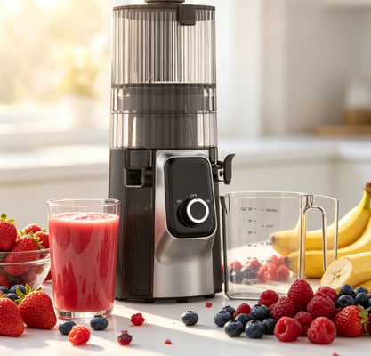 Juicer Lambat Masticating Pintar Segar HJ102C – Juicer yang Menyehatkan Seluruh Keluarga Anda dengan 3 Kecepatan yang Dapat Disesuaikan, Corong Lebar 135mm, Cold Press 200W & Pembersihan Mandiri
