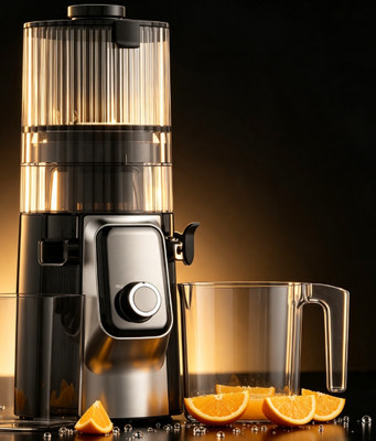 Fresh Smart HJ102C Slow Masticating Juicer – Juicer yang Membantu Anda Menemukan Rasa Baru dengan 3 Kecepatan yang Dapat Disesuaikan, Corong Lebar 135mm, Cold Press 200W & Pembersihan Mandiri
