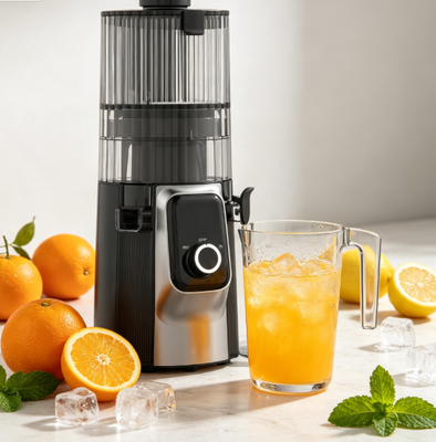 Juicer Slow Masticating Pintar HJ102C – Juicer yang Mengubah Pagi Anda dengan 3 Kecepatan yang Dapat Disesuaikan, Corong Lebar 135mm, Cold Press 200W & Pembersihan Otomatis