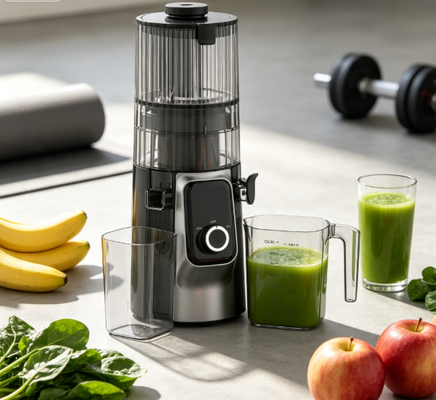 Juicer Lambat Masticating Pintar Fresh HJ102C – Juicer yang Menginspirasi Hari Tadi yang Lebih Sehat dengan 3 Kecepatan yang Dapat Disesuaikan, Corong Lebar 135mm, Cold Press 200W & Pembersihan Mandiri