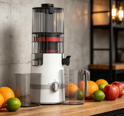 Fresh Smart HJ102B Slow Masticating Juicer   The Smarter Way to Fresh Family Juice with 135mm Chute, 200W Cold Press, Self-Cleaning & Safety Lock Design