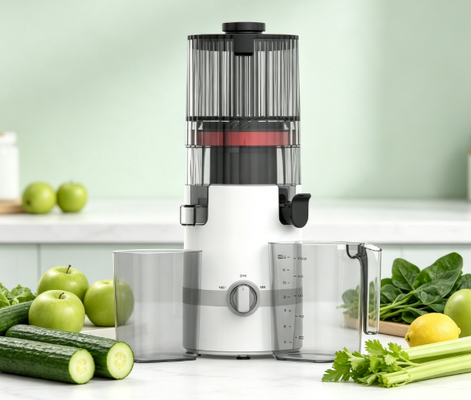 Juicer Lambat Masticating Pintar HJ102B – Jus Asli, Sangat Sederhana, Sangat Aman dengan Corong 135mm, Cold Press 200W, Pembersihan Mandiri & Kunci untuk Penggunaan Keluarga Sehari-hari