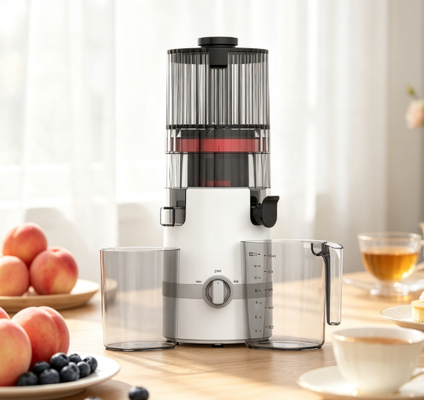 Juicer Masticating Cerdas HJ102B Fresh – Pilihan Cerdas untuk Kesehatan Keluarga dengan Teknologi SafetyLock, Corong Lebar 135mm, Cold Press 200W & Pembersihan Otomatis