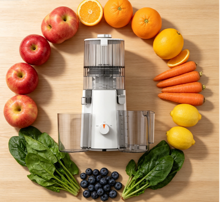 Fresh Smart HJ102A Pemula-Friendly Slow Masticating Juicer 135mm Wide Chute, 3-Step Simple Assembly, Self-Cleaning Function, Perfect First Juicer for Healthy Living Beginners