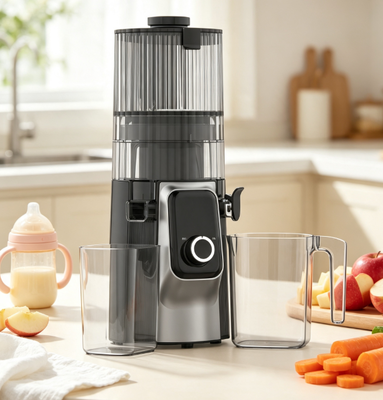Juicer Masticating Lambat Meja Kompak HJ102C, Mesin Jus Apel Utuh Kebisingan Rendah